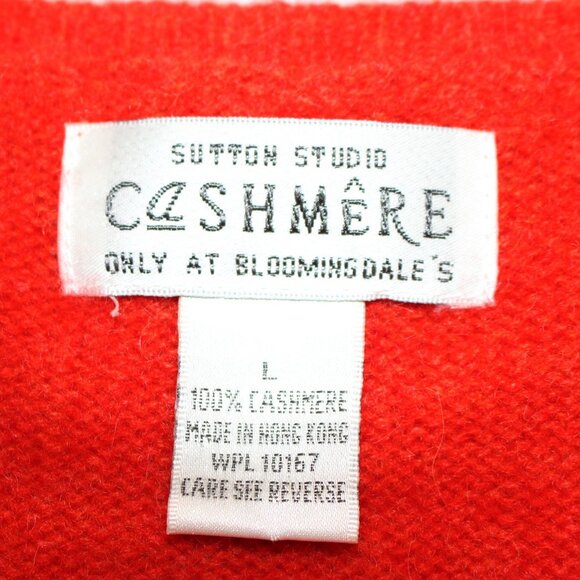 Bloomingdales - 100% Cashmere Sutton Studio V-Neck Tunic, Burnt Orange, Luxe L - Picture 4 of 7